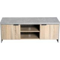 Contemporary Wooden Tv Stand With Storage - Grey Finish, Fits Up To 50" Tvs, Modern Living Room Furniture