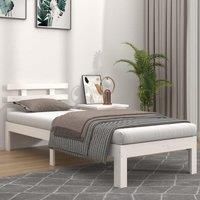 Bed Frame White Solid Wood 100x200 cm