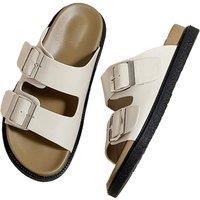 Unisex Black Double Strap Slip-On Summer Flats - Versatile Comfort In 3 Sizes & 6 Colours