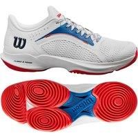 Wilson Women/'s Hurakn 2.0 Tennis Shoe, White/Deja Vu Blue Red, 6.5 UK