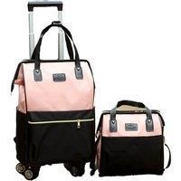 Expandable Oxford Cabin Carry-On With Wheels & Trolley Sleeve - Lightweight Travel Bag