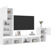 4 Piece TV Wall Units with LED White Engineered Wood