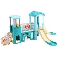 Rocket-Themed Slide & Climber Set with Shooting and Ring Toss Games