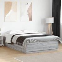 Bed Frame with LED without Mattress Grey Sonoma 160x200 cm