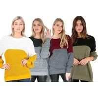 Women'S Darci Colour Block Knitted Jumper - 6 Colours - Black