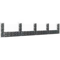 U-shape Gabion Basket with 5 Posts Iron 500x20x100 cm
