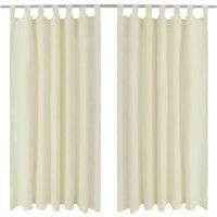 2 pcs Cream Micro-Satin Curtains with Loops 140 x 245 cm