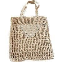 Women'S Prada-Inspired Straw Woven Beach Bag In 6 Colours - Beige