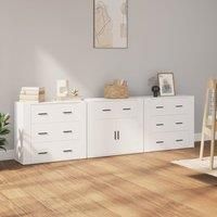 Sideboards 3 pcs White Engineered Wood
