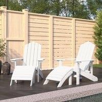 Garden Adirondack Chairs 2 pcs with Footstools HDPE White