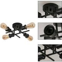 Vintage Ceiling Light Matte Black Semi Flush Mount Ceiling Lights 4 Light Chandelier Lighting