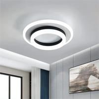 Round Modern LED Ceiling Lamp,24W LED Light Fixture,Black Small Hallway Ceiling Light for Dining Room,(Cool White, 6000K)