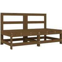 Garden Middle Sofas 2 pcs Honey Brown Solid Wood Pine