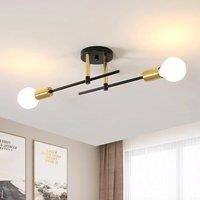 Vintage Ceiling Lamps,Black Chandelier,2 Bulb E27 Bedroom Ceiling Lights for Living Room,