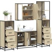4Piece Bathroom Furniture SetSonoma Oak Engineered Wood