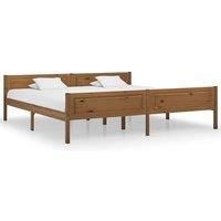 Bed Frame Solid Pinewood Honey Brown 200x200 cm