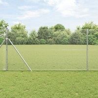 Welded Wire Fence with 7 Posts 1.4x10 m Galvanised Steel