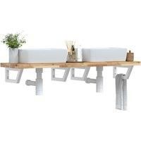 Basin Shelf Wall Mounted Steel and Solid Wood Acacia