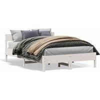 Bed Frame without Mattress White 150x200 cm King Size Solid Wood Pine