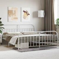 Metal Bed Frame with Headboard and Footboard White 200x200 cm
