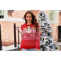 Casual Crew Neck Christmas Sweater In 4 Designs And 4 Sizes - Black