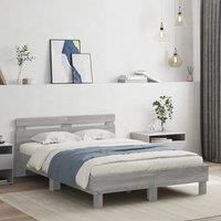 Bed Frame with LED without Mattress Grey Sonoma 120x190 cm Small Double