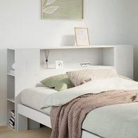 Headboard with Storage White 135 cm Solid Wood Pine