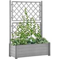 Garden Planter with Trellis 100x43x142 cm PP Stone Grey
