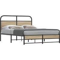 Bed Frame Without Mattress 120x200 cm Smoked Oak Engineered Wood