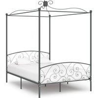 Canopy Bed Frame Grey Metal 120x200 cm