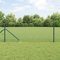 Welded Wire Fence with 13 Spike Posts Green 0.5x25 m Steel