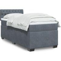 Box Spring Bed with Mattress Dark Grey 100x200 cm Velvet