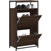 Shoe Cabinet Brown Oak 60x34x112 Engineered Wood