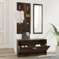 3-in-1 Shoe Cabinet Set Smoked Oak Engineered Wood