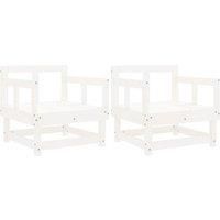 Garden Chairs 2 pcs White Solid Wood Pine