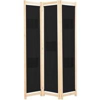 3-Panel Room Divider Black 120x170x4 cm Fabric