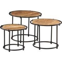 Nesting Tables 3 pcs Solid Rough Wood Mango