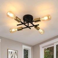 Vintage Chandelier, 4-Lights Ceiling Light Industrial, E27 Semi-Flush Mount Ceiling Lamp for Living