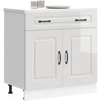 Kitchen Base Cabinet Kalmar High Gloss White Engineered Wood
