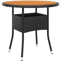 Garden Table 80x75 cm Acacia Wood and Poly Rattan Black