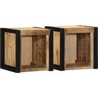 Bedside Cabinets 2 pcs 40x35x40 cm Solid Rough Wood Mango