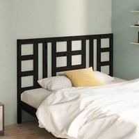 Bed Headboard Black 126x4x100 cm Solid Wood Pine