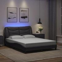 Bed Frame with LED without Mattress Grey 140x190 cm