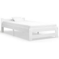 Bed Frame White Solid Pine Wood 100x200 cm