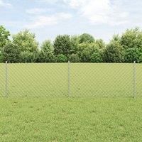 Chain Link Fence with 22 U Posts Silver 0.6x25 m Steel