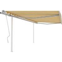 Manual Retractable Awning with Posts 4.5x3.5 m Yellow and White
