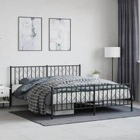 Berkfield Home Metal Bed Frame without Mattress with Footboard Black 183x213cm | Size: 183x213 cm
