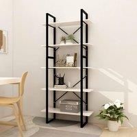 5-Tier Book Cabinet White 80x30x175 cm Pinewood