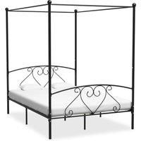 Canopy Bed Frame Black Metal 160x200 cm