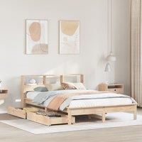 Bookcase Bed without Mattress 135x190 cm Double Solid Wood Pine